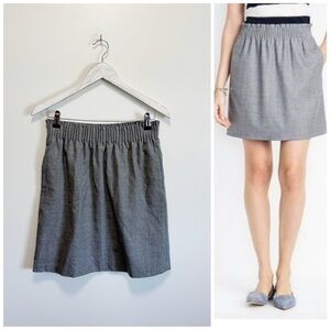 J. CREW Factory Wool Blend Gray Sidewalk Elastic Waist Skirt Size 4